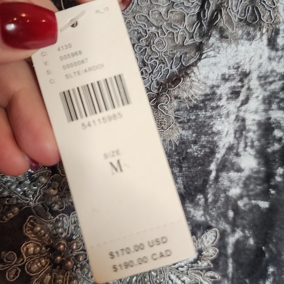 NWT Anthropologie Tessie Grey Velvet Lace Embroidered Sleeveless Slip Dress Sz M - Picture 14 of 16
